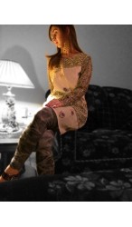 Floral Applique shirt with Jeans Tights