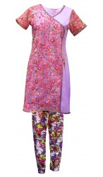 Purple Angrakha with Floral Tights