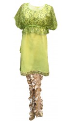 Green Buttercup Shirt With Ruched Silk Tights