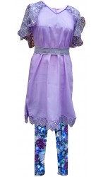Lavender Butterfly Cape shirt with Newsprint Tights